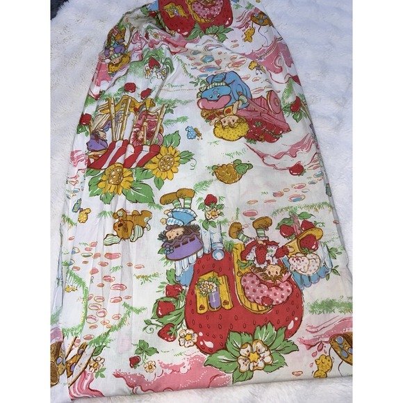 Vtg Strawberry Shortcake 1980's Fitted  Sheet Pillowcase American Greetings Twin - Picture 6 of 8